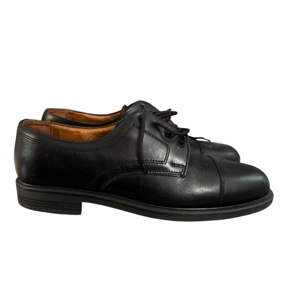 Napoleone Black Leather Cap Toe Derby Dress Shoes Lace Up Professional Mens 12